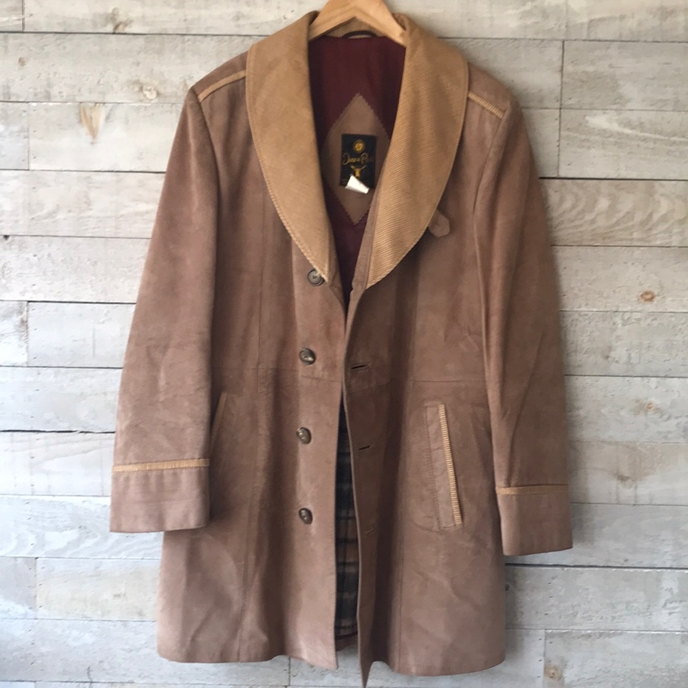 Corduroy trim, wool lined genuine leather jacket